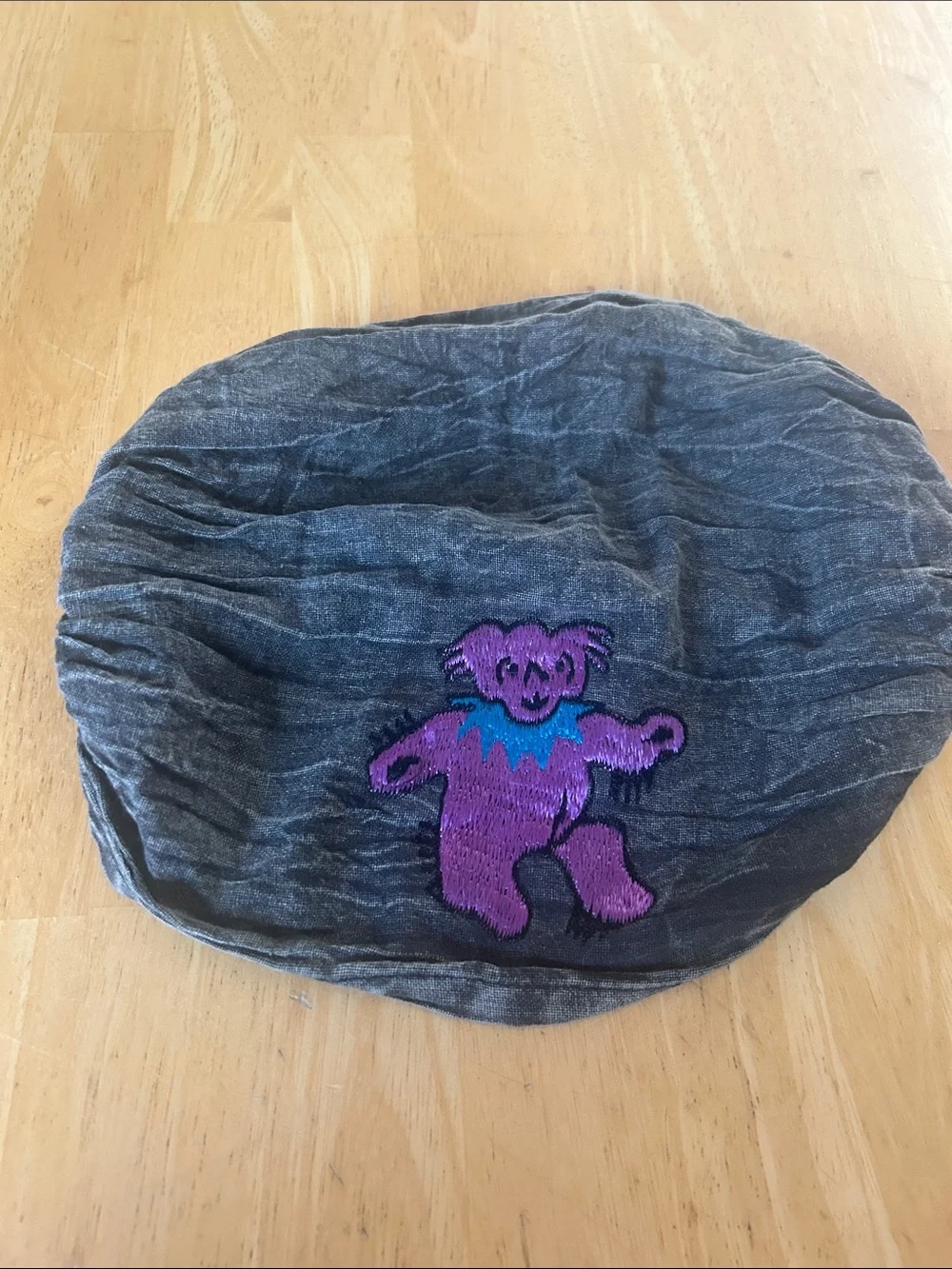 Grateful Dead Gray Headband with Purple and Blue Dancing Bear